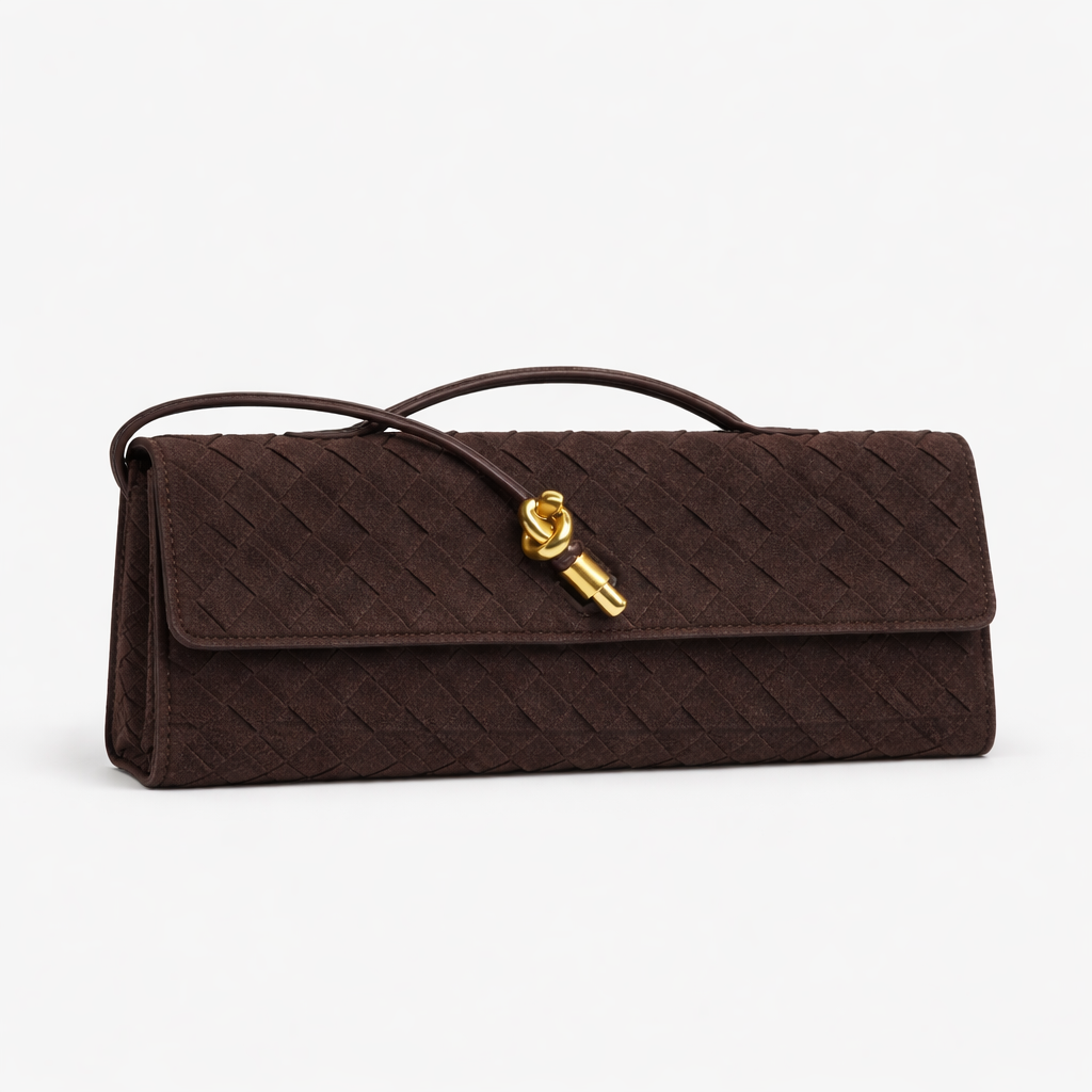 Bianca woven clutch suede