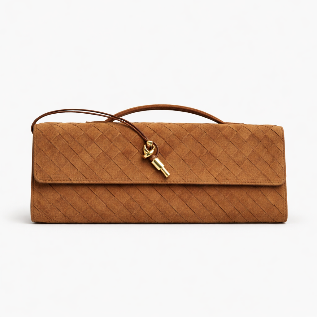 Bianca woven clutch suede