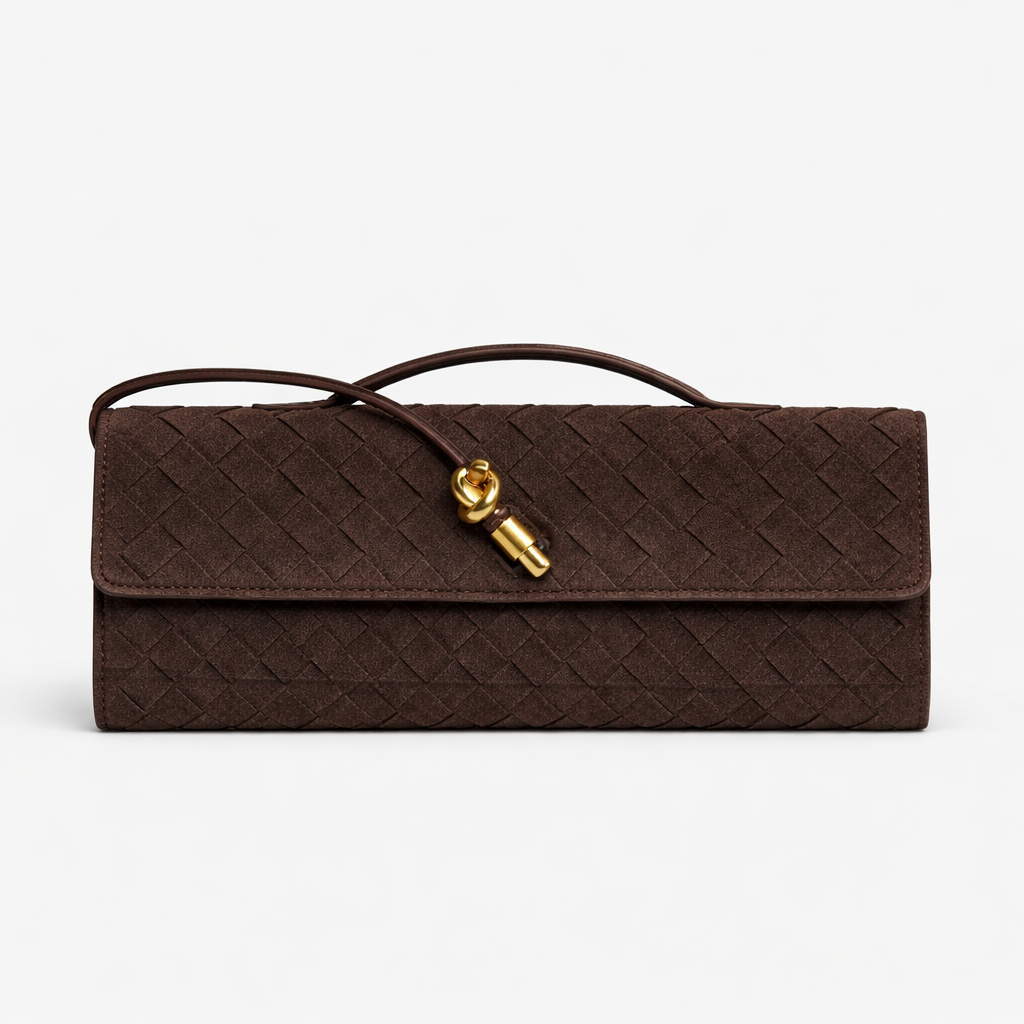 Bianca woven clutch suede
