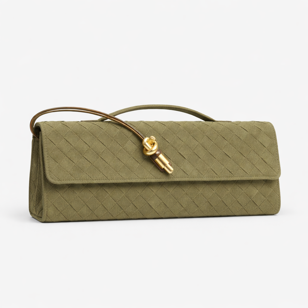 Bianca woven clutch suede