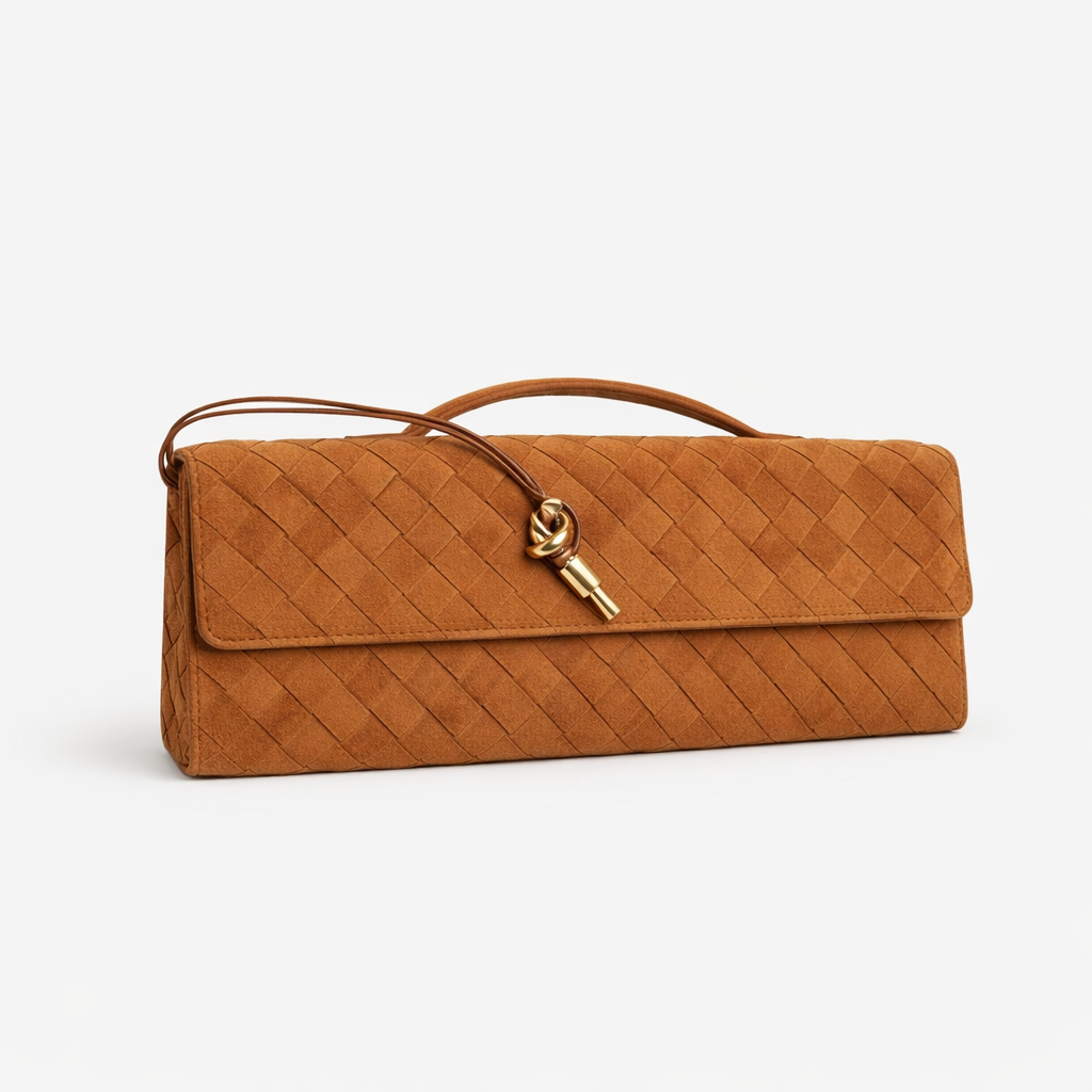 Bianca woven clutch suede