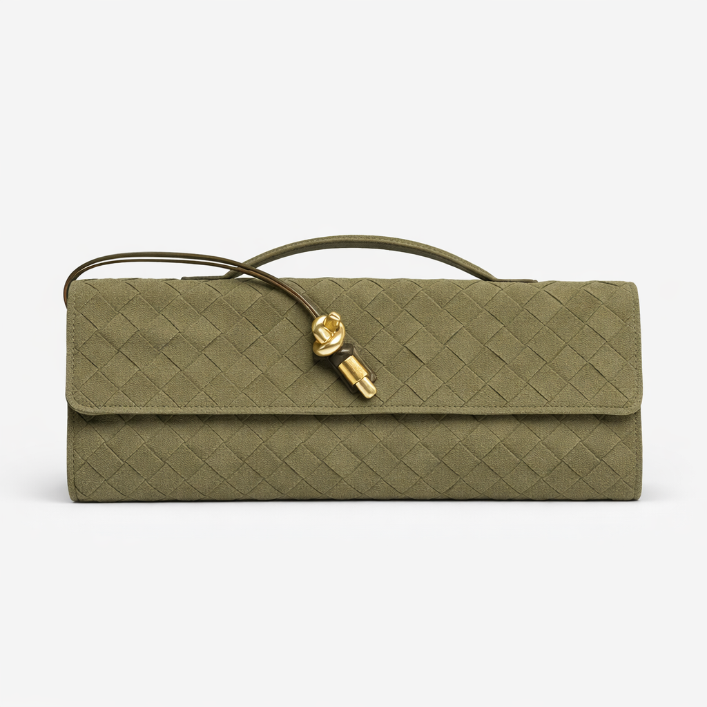 Bianca woven clutch suede